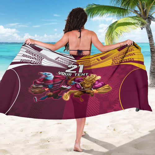 Custom Sea Eagles And Broncos Rugby Sarong Sporty Style