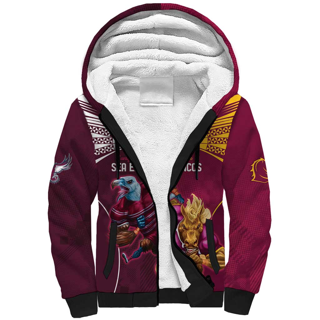 Custom Sea Eagles And Broncos Rugby Sherpa Hoodie Sporty Style
