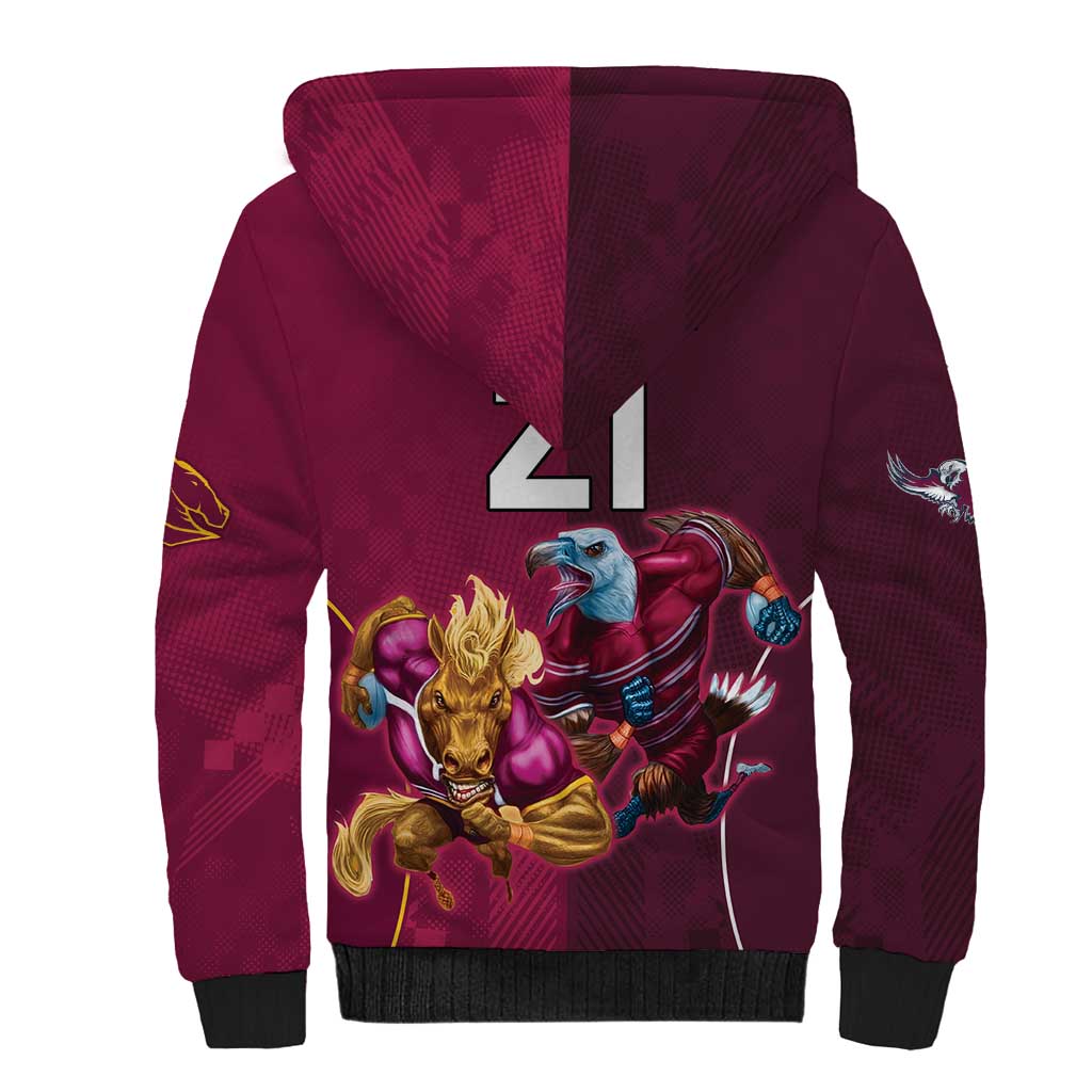 Custom Sea Eagles And Broncos Rugby Sherpa Hoodie Sporty Style