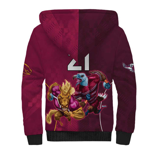 Custom Sea Eagles And Broncos Rugby Sherpa Hoodie Sporty Style