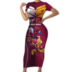 Custom Sea Eagles And Broncos Rugby Short Sleeve Bodycon Dress Sporty Style
