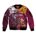 Custom Sea Eagles And Broncos Rugby Sleeve Zip Bomber Jacket Sporty Style