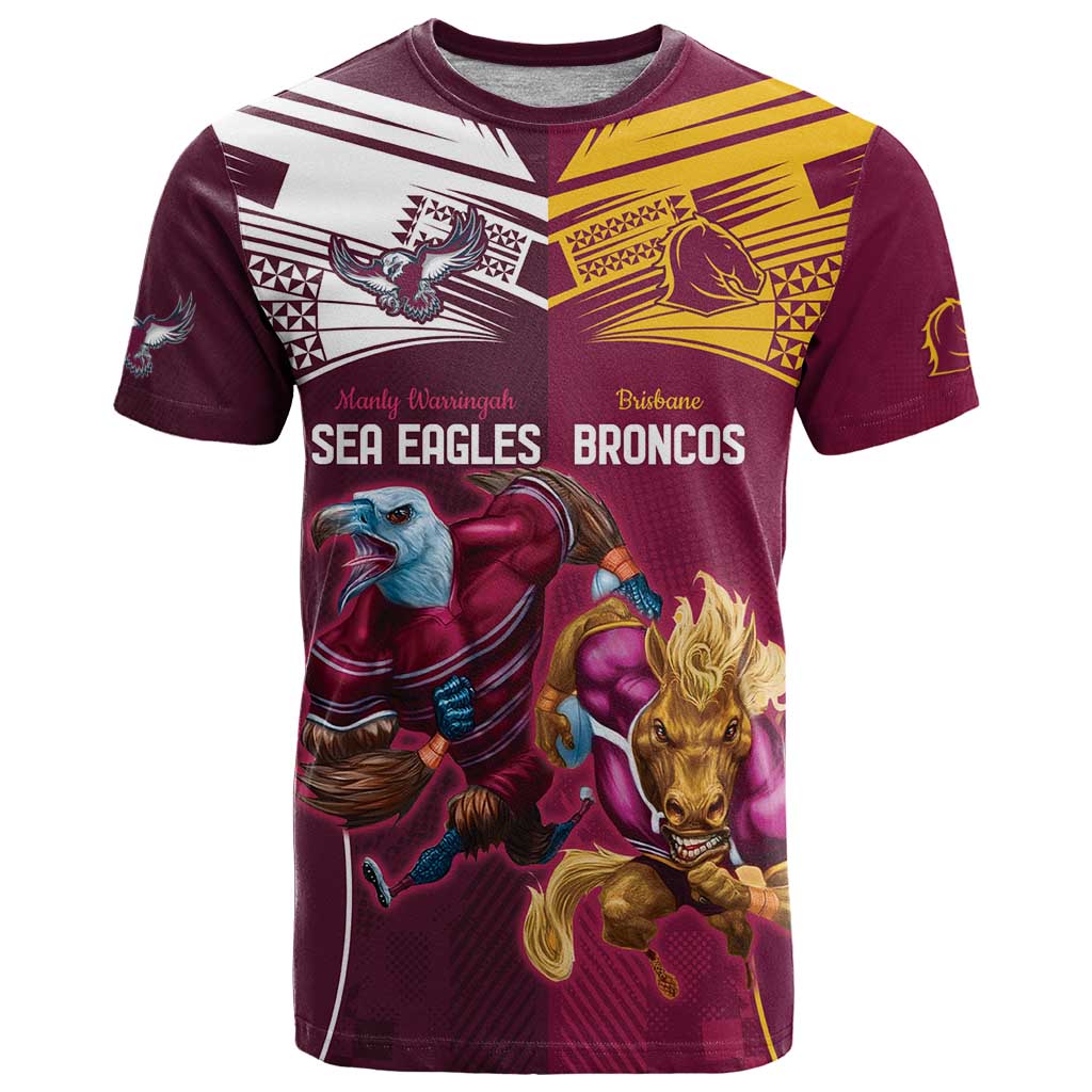 Custom Sea Eagles And Broncos Rugby T Shirt Sporty Style