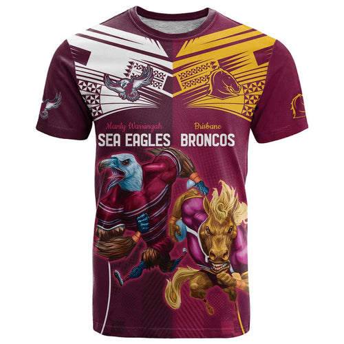 Custom Sea Eagles And Broncos Rugby T Shirt Sporty Style