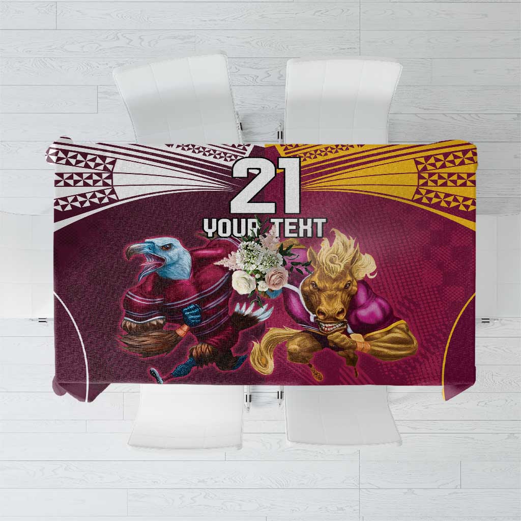 Custom Sea Eagles And Broncos Rugby Tablecloth Sporty Style