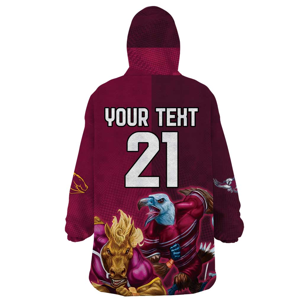 Custom Sea Eagles And Broncos Rugby Wearable Blanket Hoodie Sporty Style