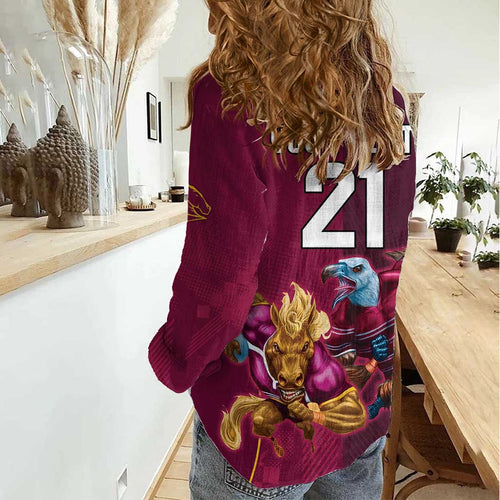 Custom Sea Eagles And Broncos Rugby Women Casual Shirt Sporty Style