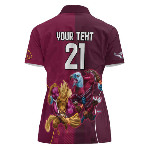 Custom Sea Eagles And Broncos Rugby Women Polo Shirt Sporty Style