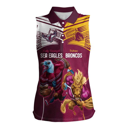 Custom Sea Eagles And Broncos Rugby Women Sleeveless Polo Shirt Sporty Style