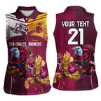 Custom Sea Eagles And Broncos Rugby Women Sleeveless Polo Shirt Sporty Style