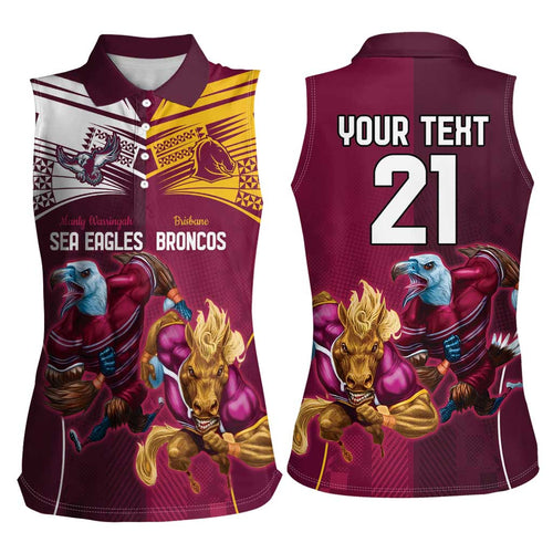 Custom Sea Eagles And Broncos Rugby Women Sleeveless Polo Shirt Sporty Style