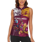 Custom Sea Eagles And Broncos Rugby Women Sleeveless Polo Shirt Sporty Style