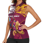 Custom Sea Eagles And Broncos Rugby Women Sleeveless Polo Shirt Sporty Style