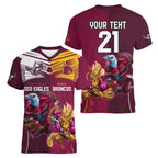 Custom Sea Eagles And Broncos Rugby Women V-Neck T-Shirt Sporty Style