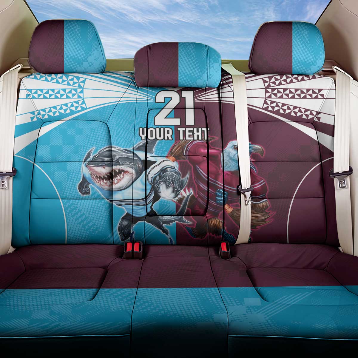 Custom Sea Eagles And Sharks Rugby Back Car Seat Cover Sporty Style