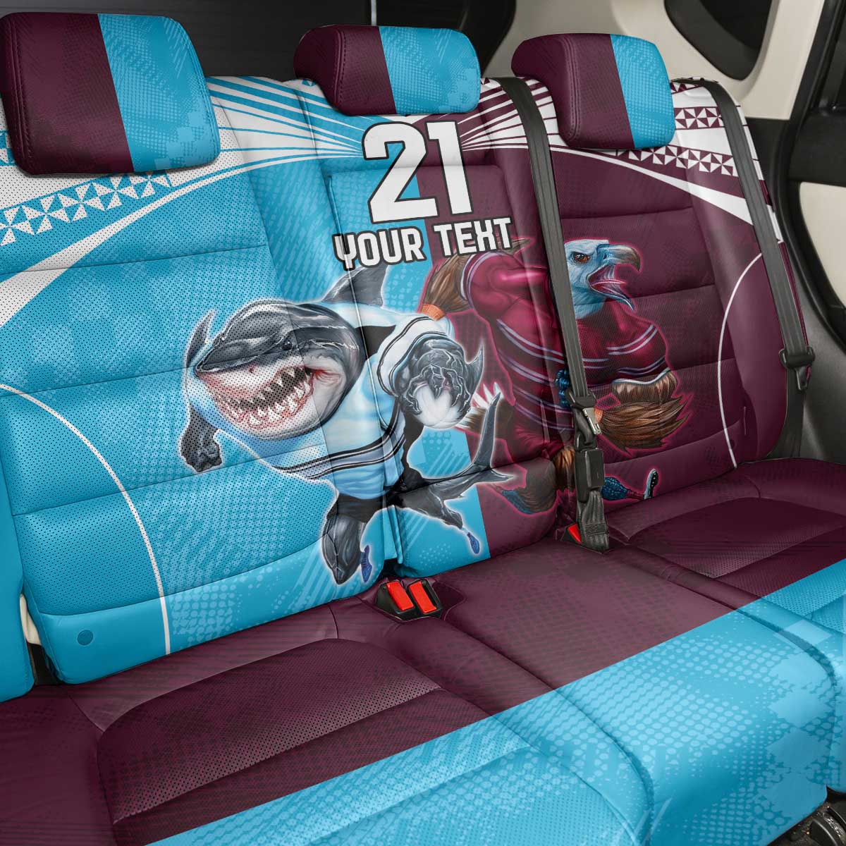 Custom Sea Eagles And Sharks Rugby Back Car Seat Cover Sporty Style