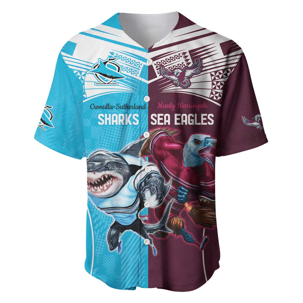 Custom Sea Eagles And Sharks Rugby Baseball Jersey Sporty Style