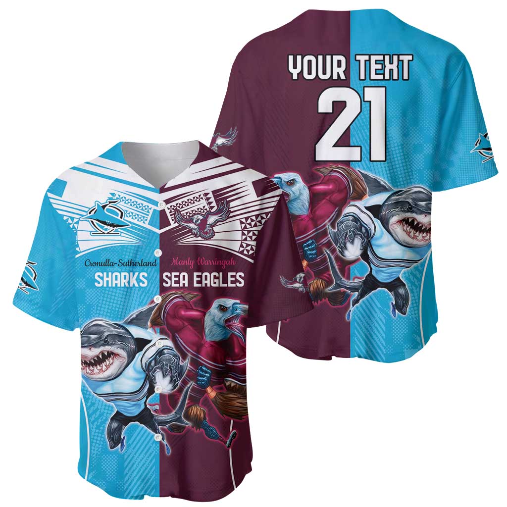 Custom Sea Eagles And Sharks Rugby Baseball Jersey Sporty Style