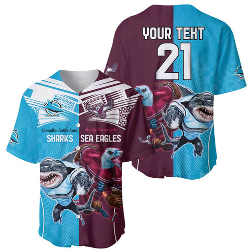 Custom Sea Eagles And Sharks Rugby Baseball Jersey Sporty Style