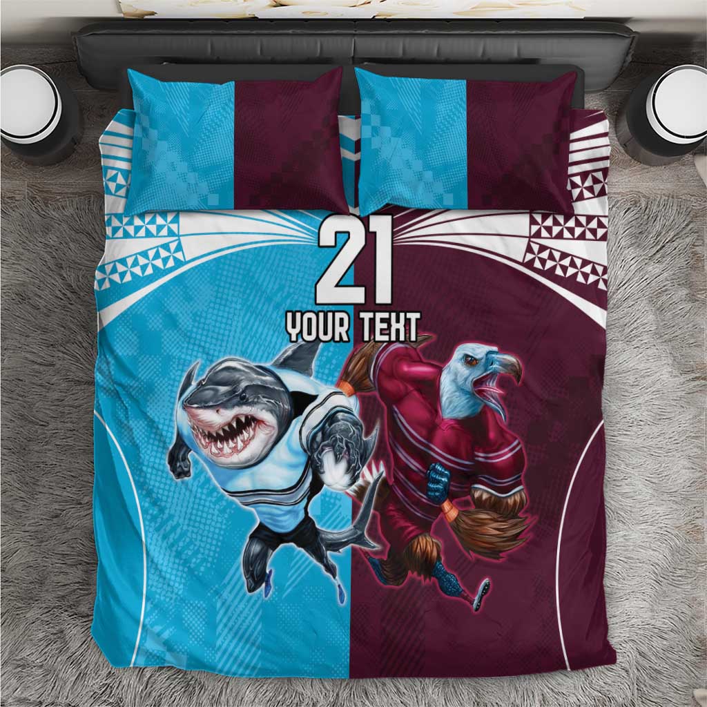 Custom Sea Eagles And Sharks Rugby Bedding Set Sporty Style