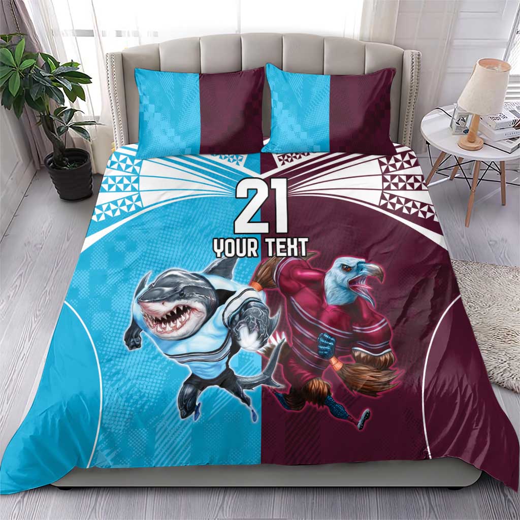 Custom Sea Eagles And Sharks Rugby Bedding Set Sporty Style