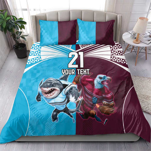 Custom Sea Eagles And Sharks Rugby Bedding Set Sporty Style