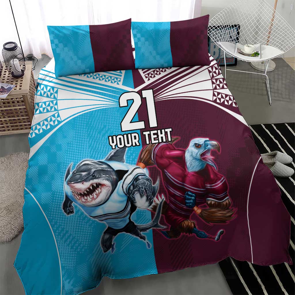 Custom Sea Eagles And Sharks Rugby Bedding Set Sporty Style