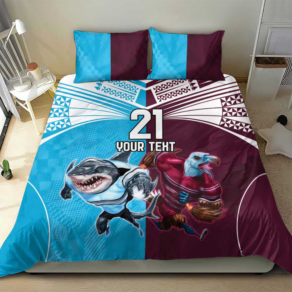 Custom Sea Eagles And Sharks Rugby Bedding Set Sporty Style