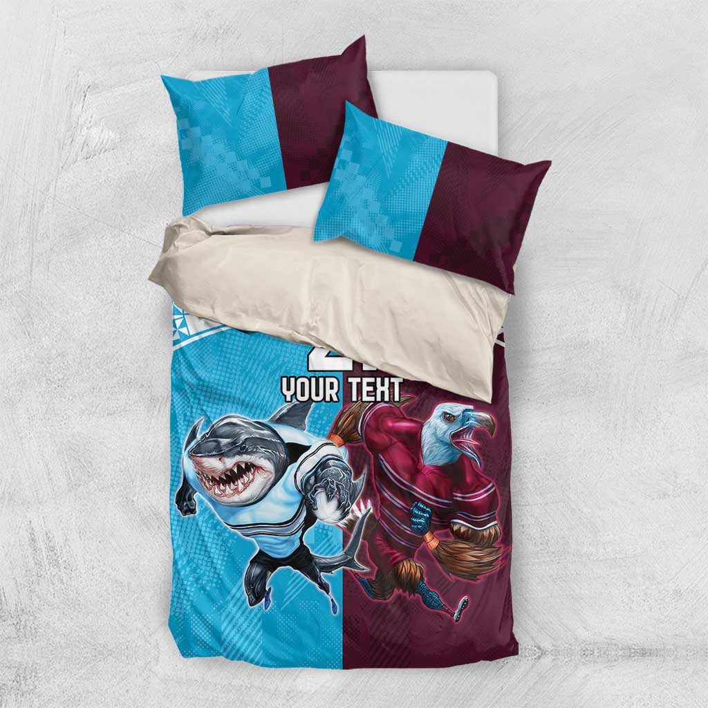 Custom Sea Eagles And Sharks Rugby Bedding Set Sporty Style