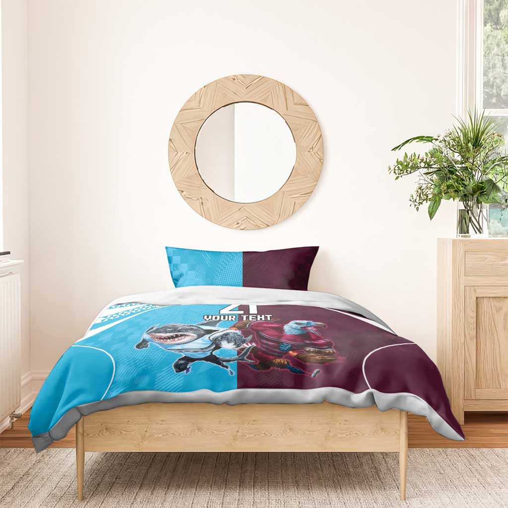 Custom Sea Eagles And Sharks Rugby Bedding Set Sporty Style