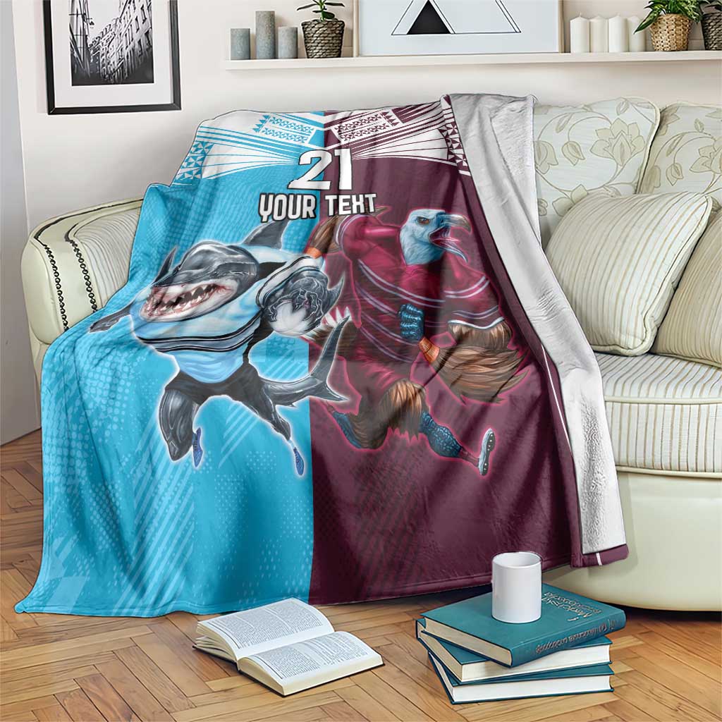 Custom Sea Eagles And Sharks Rugby Blanket Sporty Style
