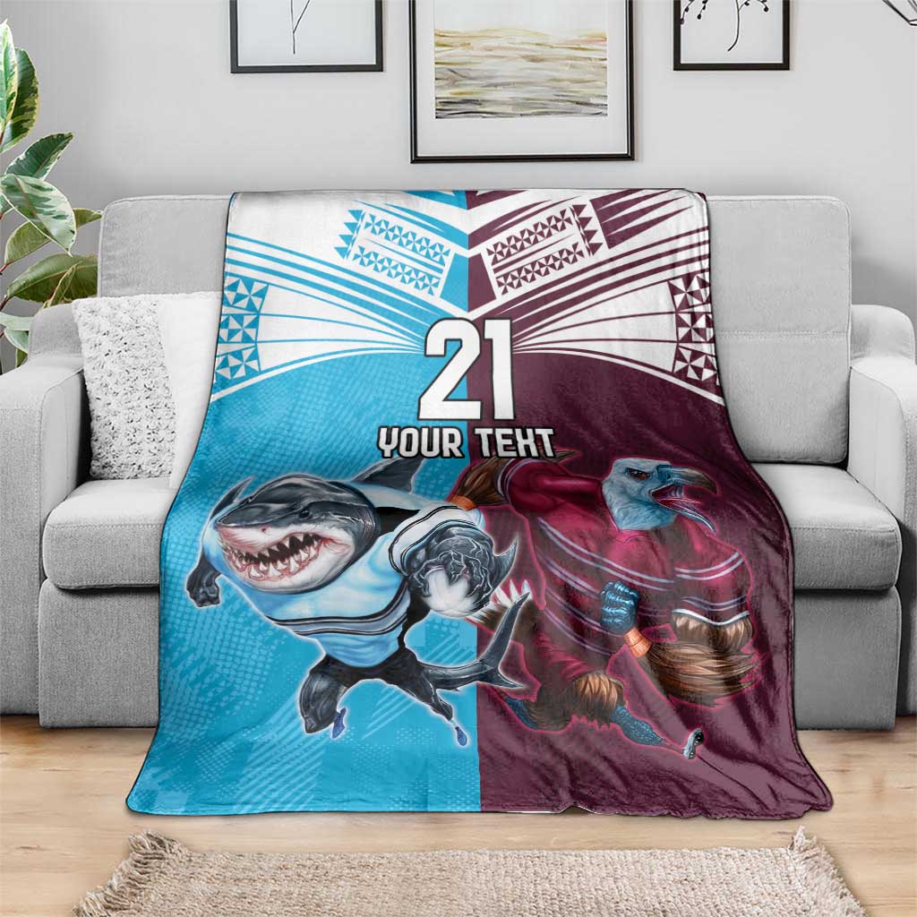 Custom Sea Eagles And Sharks Rugby Blanket Sporty Style