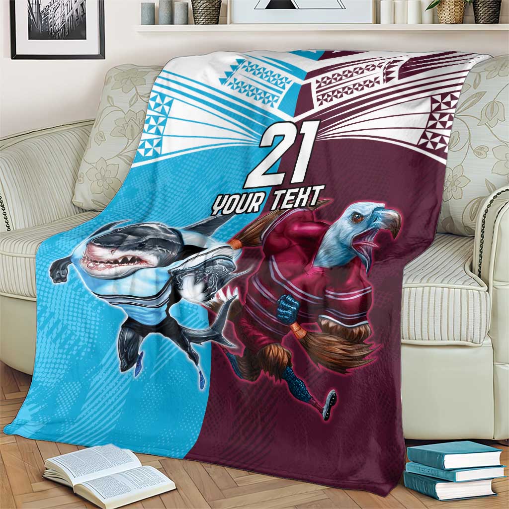 Custom Sea Eagles And Sharks Rugby Blanket Sporty Style