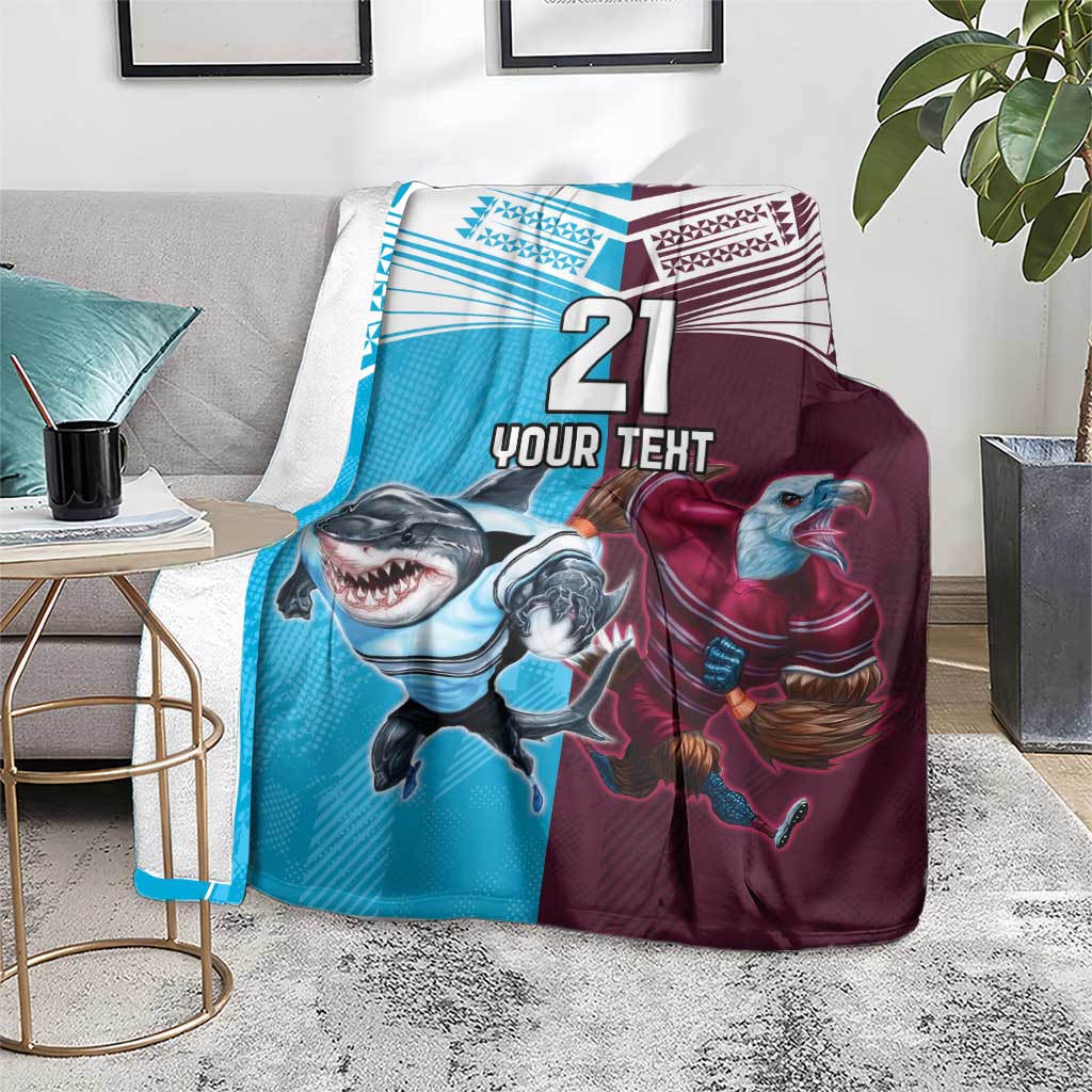 Custom Sea Eagles And Sharks Rugby Blanket Sporty Style