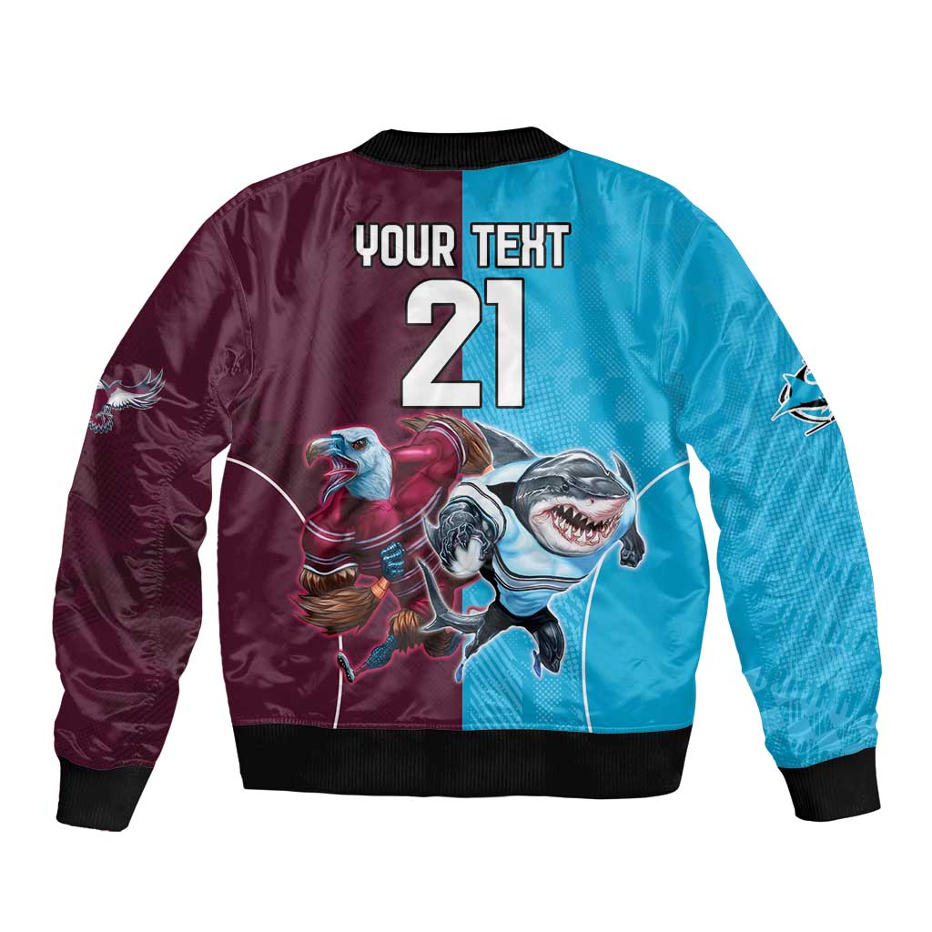 Custom Sea Eagles And Sharks Rugby Bomber Jacket Sporty Style
