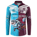 Custom Sea Eagles And Sharks Rugby Button Sweatshirt Sporty Style