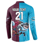 Custom Sea Eagles And Sharks Rugby Button Sweatshirt Sporty Style