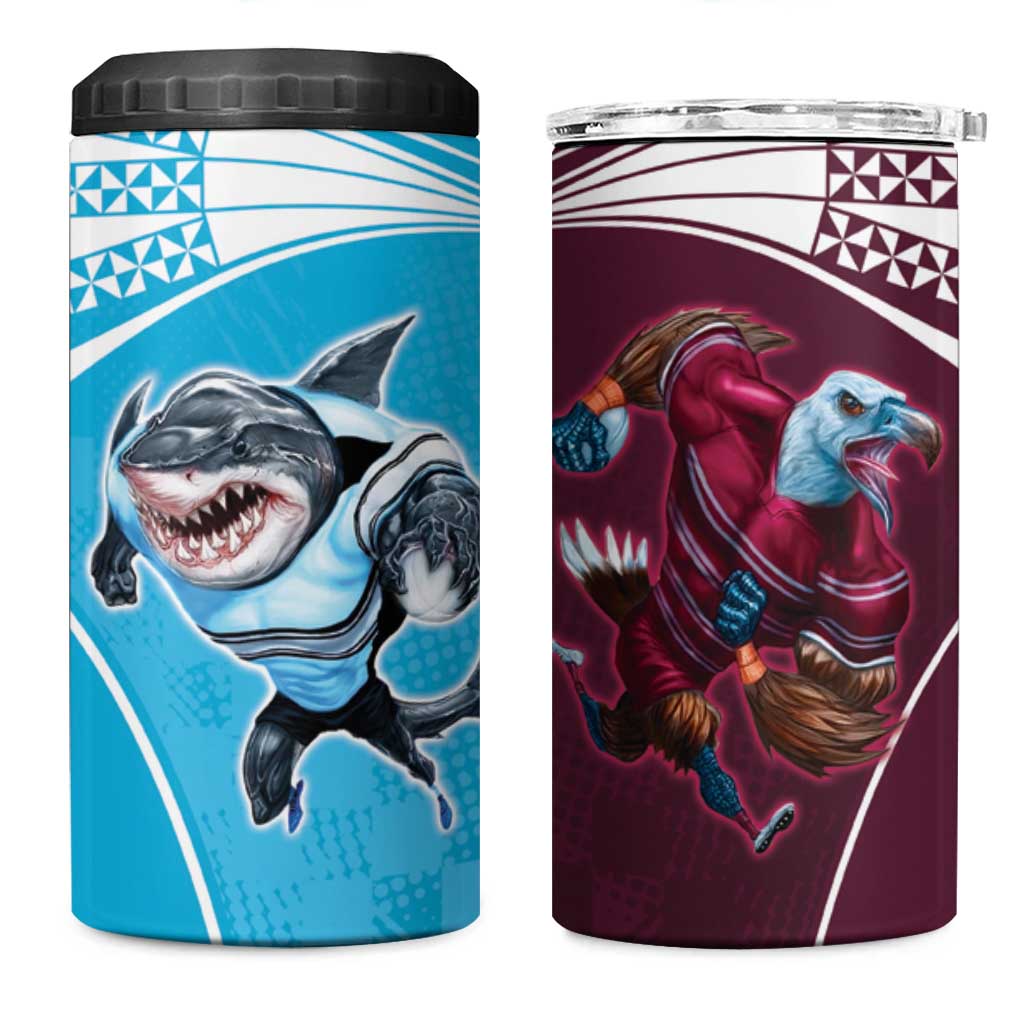 Custom Sea Eagles And Sharks Rugby 4 in 1 Can Cooler Tumbler Sporty Style