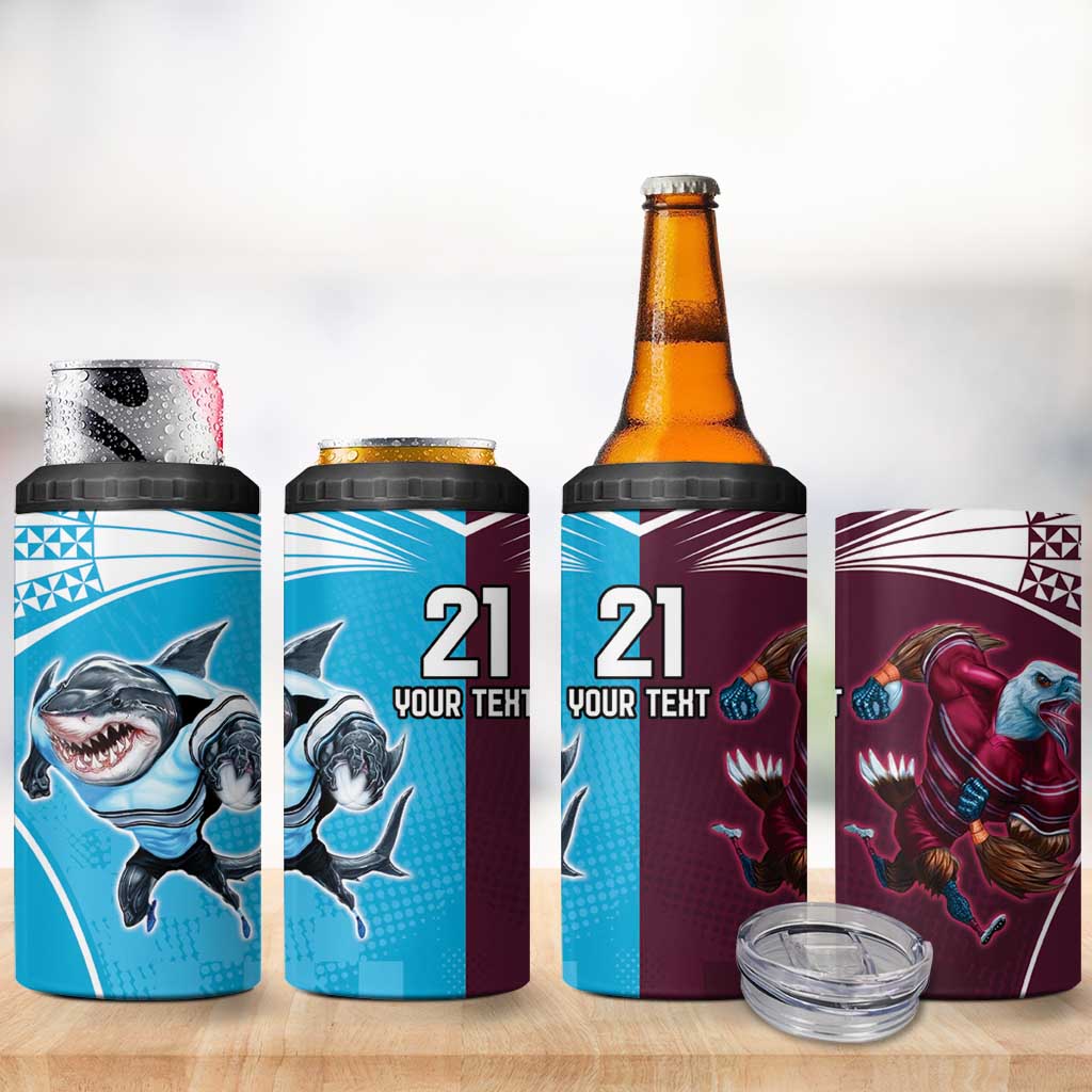 Custom Sea Eagles And Sharks Rugby 4 in 1 Can Cooler Tumbler Sporty Style