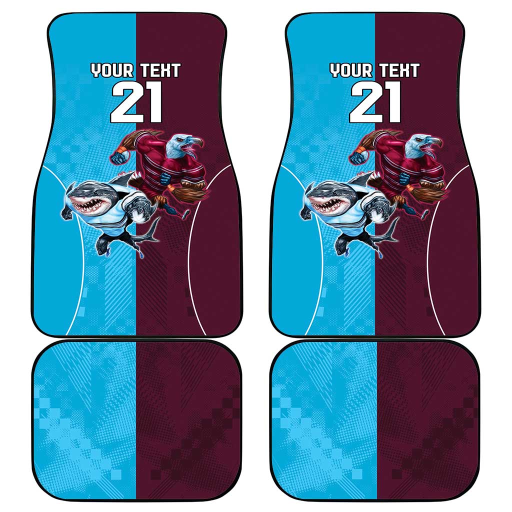 Custom Sea Eagles And Sharks Rugby Car Mats Sporty Style