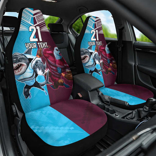 Custom Sea Eagles And Sharks Rugby Car Seat Cover Sporty Style