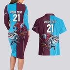 Custom Sea Eagles And Sharks Rugby Couples Matching Long Sleeve Bodycon Dress and Hawaiian Shirt Sporty Style