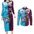 Custom Sea Eagles And Sharks Rugby Couples Matching Long Sleeve Bodycon Dress and Long Sleeve Button Shirt Sporty Style