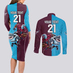 Custom Sea Eagles And Sharks Rugby Couples Matching Long Sleeve Bodycon Dress and Long Sleeve Button Shirt Sporty Style