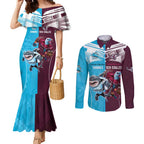 Custom Sea Eagles And Sharks Rugby Couples Matching Mermaid Dress and Long Sleeve Button Shirt Sporty Style