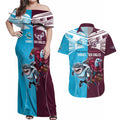 Custom Sea Eagles And Sharks Rugby Couples Matching Off Shoulder Maxi Dress and Hawaiian Shirt Sporty Style