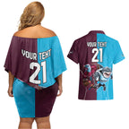 Custom Sea Eagles And Sharks Rugby Couples Matching Off Shoulder Short Dress and Hawaiian Shirt Sporty Style