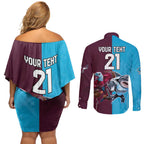 Custom Sea Eagles And Sharks Rugby Couples Matching Off Shoulder Short Dress and Long Sleeve Button Shirt Sporty Style