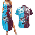 Custom Sea Eagles And Sharks Rugby Couples Matching Summer Maxi Dress and Hawaiian Shirt Sporty Style