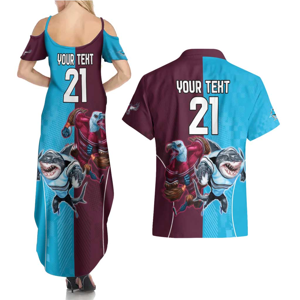 Custom Sea Eagles And Sharks Rugby Couples Matching Summer Maxi Dress and Hawaiian Shirt Sporty Style